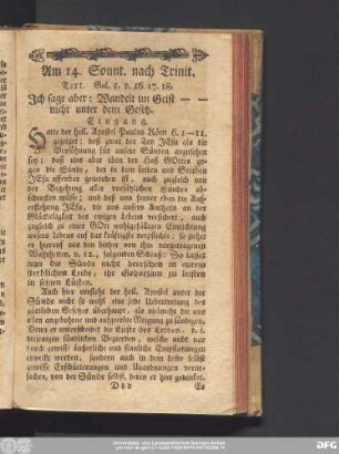 Am 14. Sonnt. nach Trinit. Text. Gal. 5. v. 16. 17. 18.