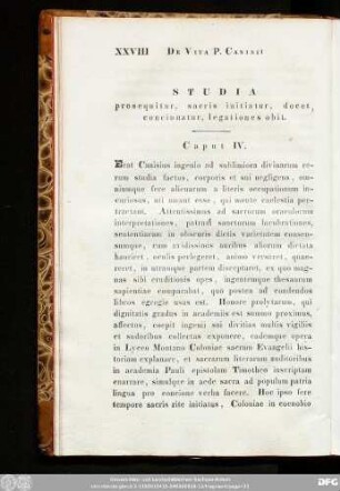 Studia prosequitur, sacris initiatur, docet, concionatur, legationes obit. Caput IV.
