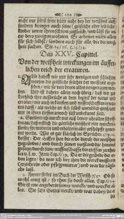 Das XXV. Capittel. Von der weißheit wirckungen im äusserlichen reich der creaturen