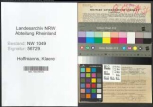 Entnazifizierung Klaere Hoffmanns , geb. 12.02.1875 (Kauffrau)