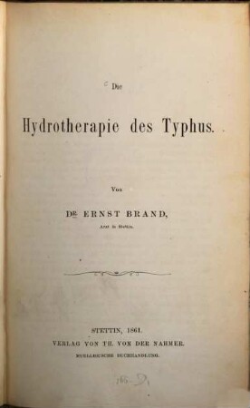 Die Hydrotherapie des Typhus
