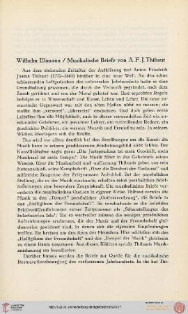 Neue Folge 1939: Musikalische Briefe von A.F.J. Thibaut