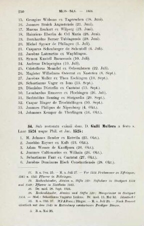 250-253, Matrikel 84, 1-42 (1524/25) und 85, 1-15 (1525)