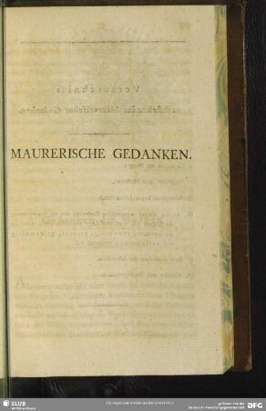Maurerische Gedanken