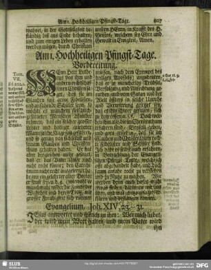 Am 1. Hochheiligen Pfingst-Tage