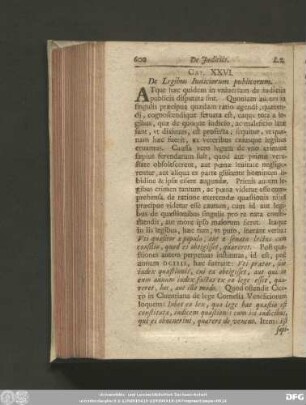 Cap. XXVI. De Legibus Iudiciorum publicorum.