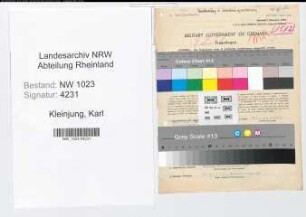 Entnazifizierung Karl Kleinjung , geb. 04.06.1885 (Sparkassenangest.)