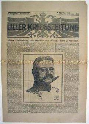 Liller Kriegszeitung zum Geburtstag von Hindenburg