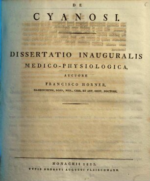 De cyanosi : dissertatio inauguralis medico-physiologica