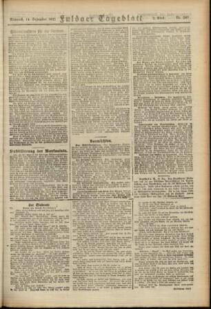 Zweite Ausgabe vom Mittwoch, den 14. Dezember 1921.