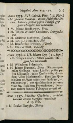 Magisterii Anno 1557 - 1572