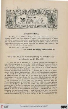 Vereinsmitteilungen Nr. 4 (Juni 1885)