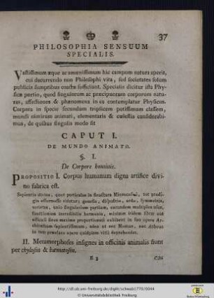 Philosophia Sensuum Specialis.