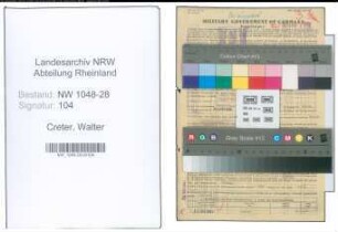 Entnazifizierung Walter Creter , geb. 30.09.1906 (Postbeamter)