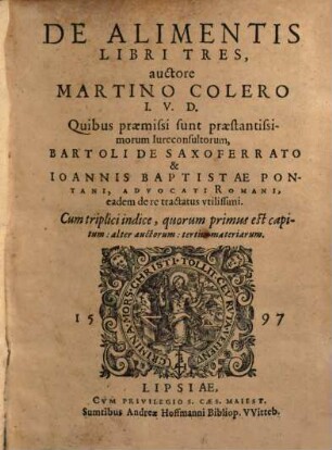 De Alimentis : Libri Tres