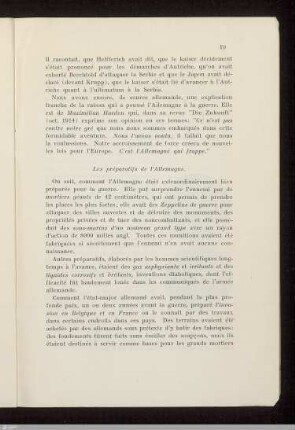 Les préparatifs de l'Allemagne