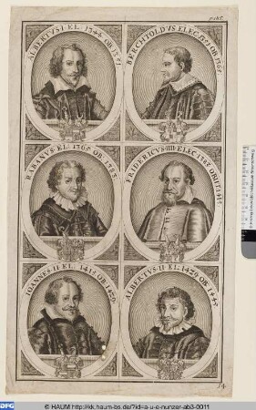 Eichstätter Bischöfe: Albrecht I., Berthold, Raban, Friedrich IV., Johannes II., Albrecht II.