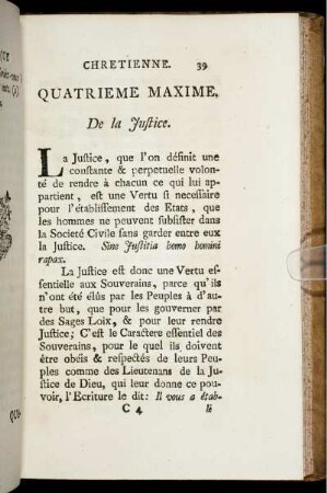 Quatrieme Maxime. De la Justice.