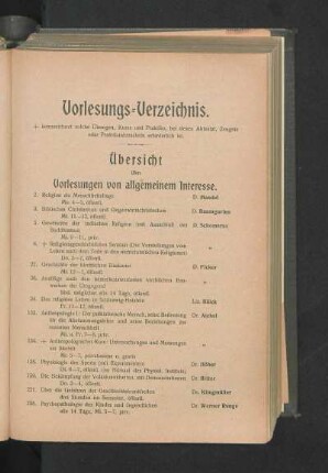 Vorlesungs-Verzeichnis.