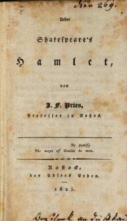 Über Shakespeares Hamlet