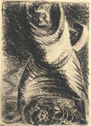 Aus einem neuzeitlichen Totentanz : Aus einem neuzeitlichen Totentanz. Lithografie; 299 x 210 mm (1916; E. Barlach)
