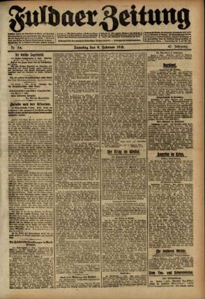 Ausgabe vom Samstag, den 09. Februar 1918.