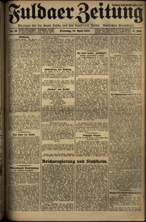 Ausgabe vom Dienstag, den 29. April 1930.