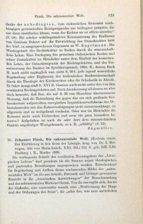 125-127 [Rezension] Pinsk, Johannes, Die sakramentale Welt