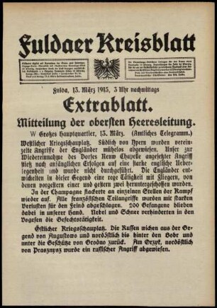 Zweite Ausgabe vom Samstag, den 13. März 1915.