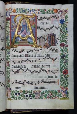 Zierseite mit Bordürenrahmen, Initiale mit Miniatur: