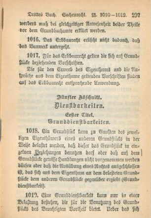 Fünfter Abschnitt. Dienstbarkeiten