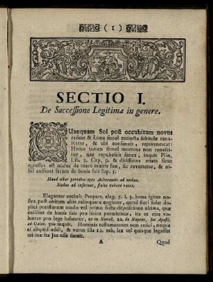 Sectio I. De Successione Legitima in Genere.