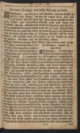 Hertzens-Seufzer, um rechte Andacht zu beten