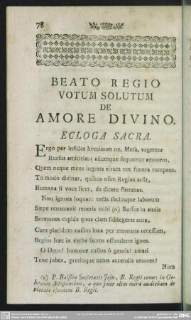 Beato Regio Votum Solutum De Amore Divino