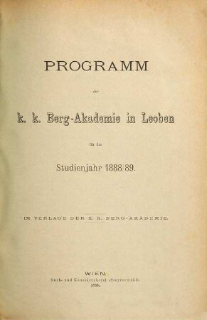 Programm : für das Studienjahr .... 1888/89 (1888)