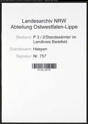 Heiratsregister Standesamt Heepen