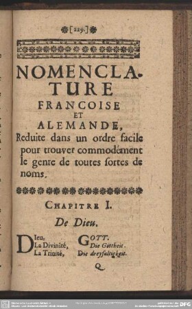 Nomenclature Francoise Et Alemande
