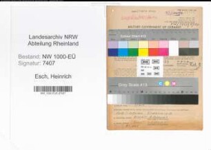 Entnazifizierung Heinrich Esch, geb. 14.09.1905 (Betriebsassistent)