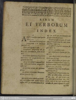 Rerum Et Verborum Index