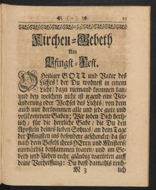 Kirchen-Gebeth am Pfingst-Fest