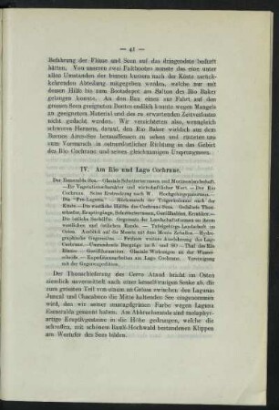 IV. Am Rio und Lago Cochrane.
