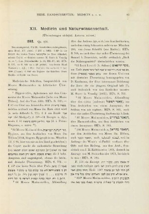 XII. Medicin und Naturwissenschaft