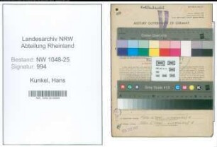 Entnazifizierung Hans Kunkel , geb. 01.02.1900 (Kaufmann)