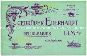 Auszug aus dem Hauptkatalog XV der Pflugfabrik von Gebrüder Eberhardt