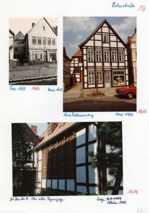 Gebäude Exterstraße 8, ehemalige Synagoge. - Ansicht vor Renovierung, 1977. - nach der Restaurierung, 1984. - Hintere Teil des Gebäudes, 1988