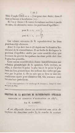 Solution de la question de mathématiques spéciales proposée au concours d'agrégation en 1875