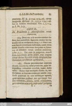Caput III. De Providentia s. Administratione rerum creatarum.