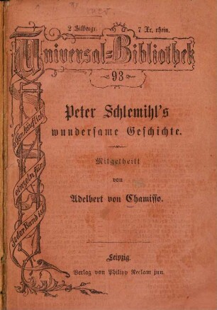 Peter Schlemihl's wundersame Geschichte