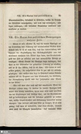 VII. Die Natur der politischen Bewegungen unserer Zeit