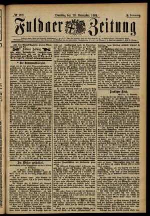 Ausgabe vom Dienstag, den 22. November 1892.